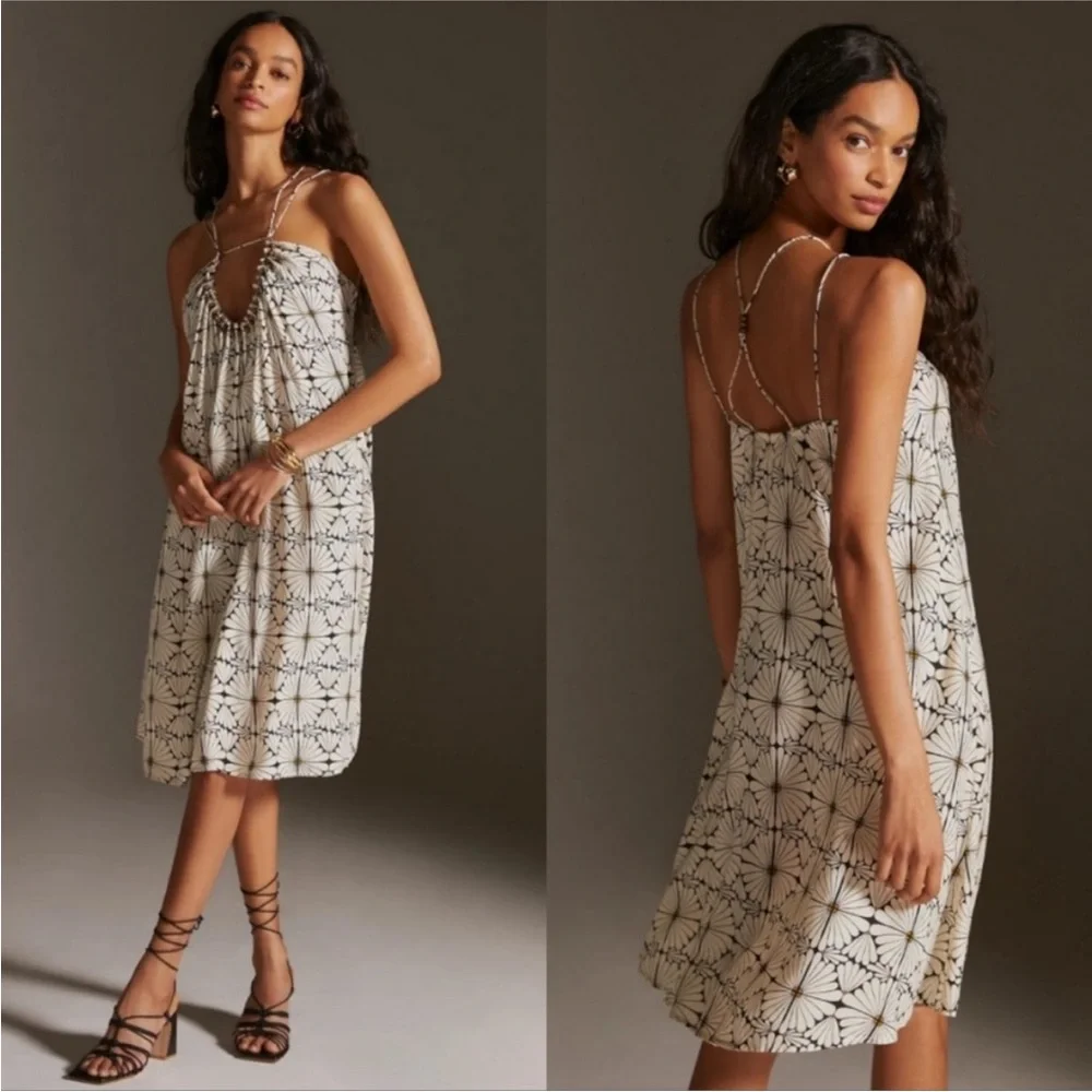 NWT Anthropologie Parrott Paints Kenzie Daisy Beaded Coverup Dress XSP